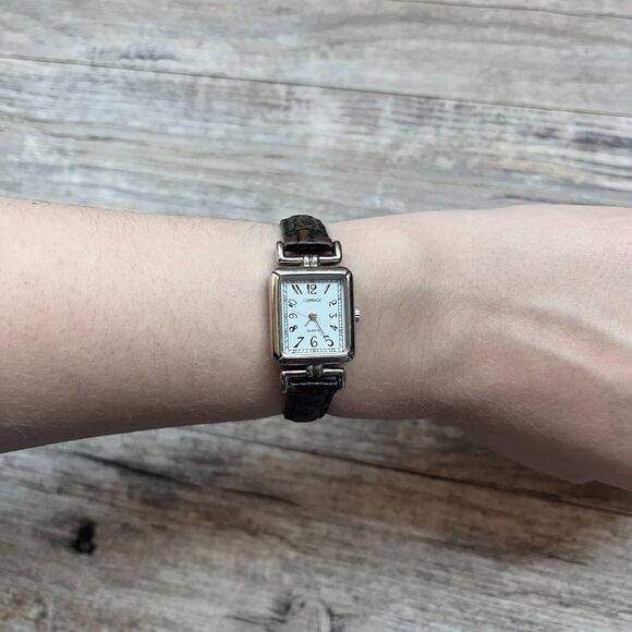 Vintage Carriage by Timex Womens Watch Rectangle Face Brown Black Leather Strap main image 6